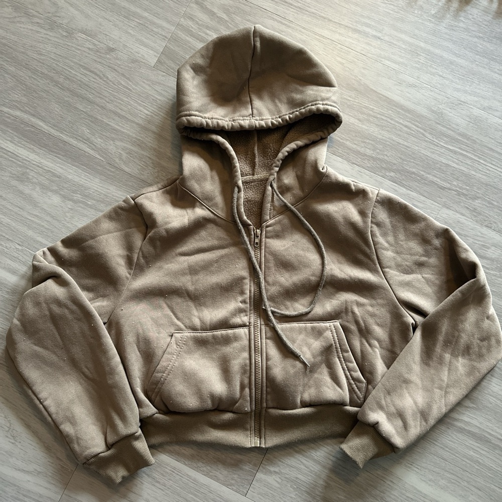 SHEIN Brown Fleece-Lined Hoodie